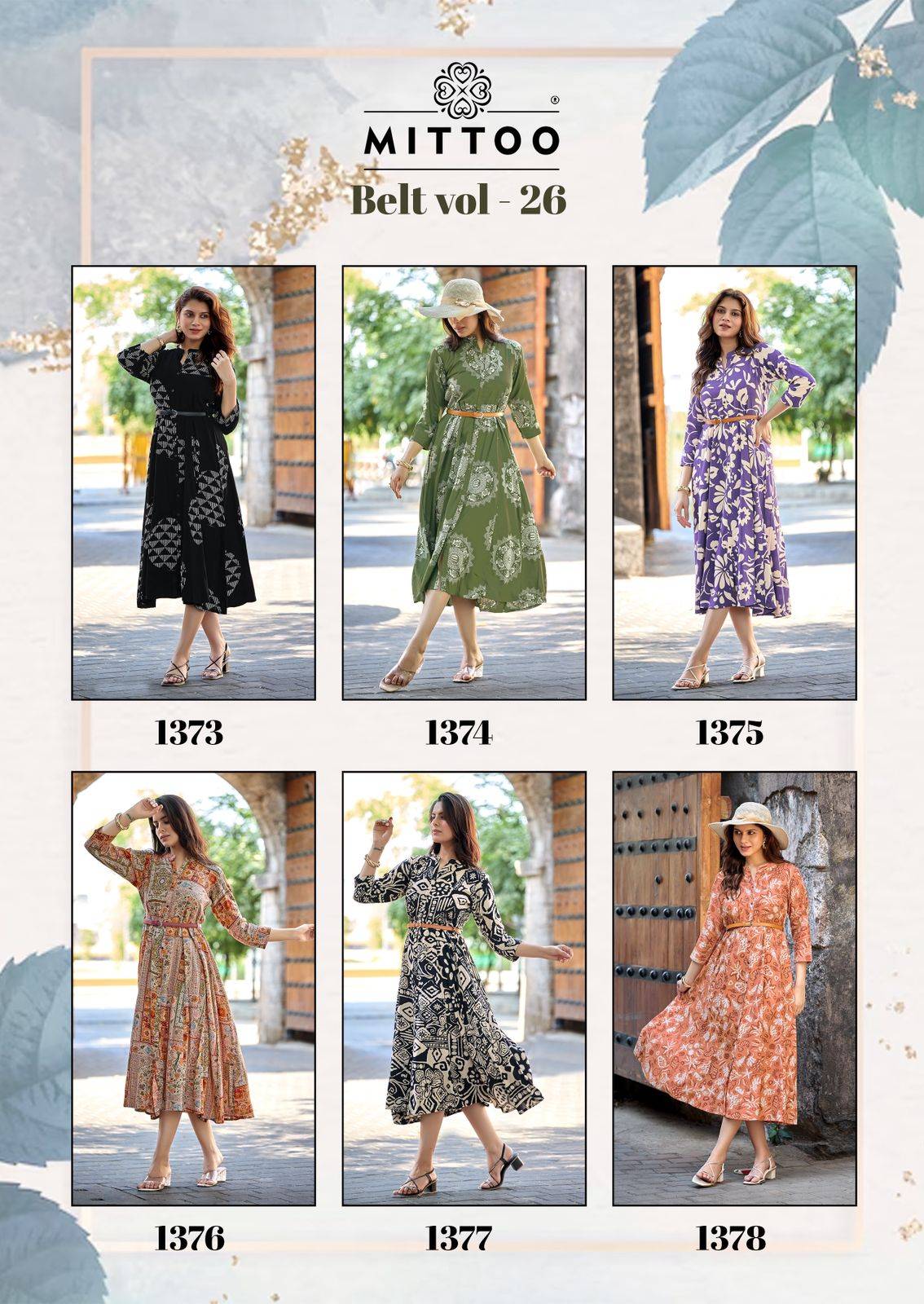 Belt Vol 26 By MITTOO 1373 To 1378 Series Beautiful Festive Suits Colourful Rayon Print Kurtis At Wholesale Price